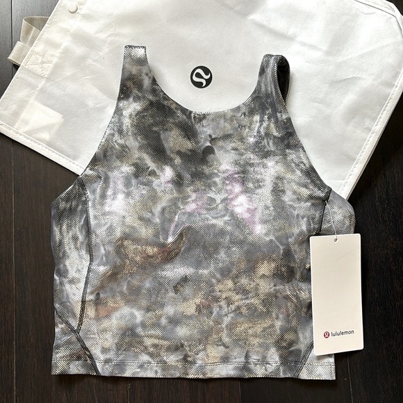 LULULEMON ALIGN HN TANK SHINE DIAMOND DYE STARLIGHT GRAPHITE GRAY FOIL SZ 10 NWT - Picture 2 of 8